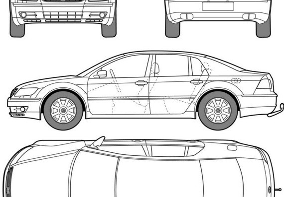 Volkswagen Phaeton (2004) (Volzwagen Faeton (2004)) - drawings (drawings) of the car